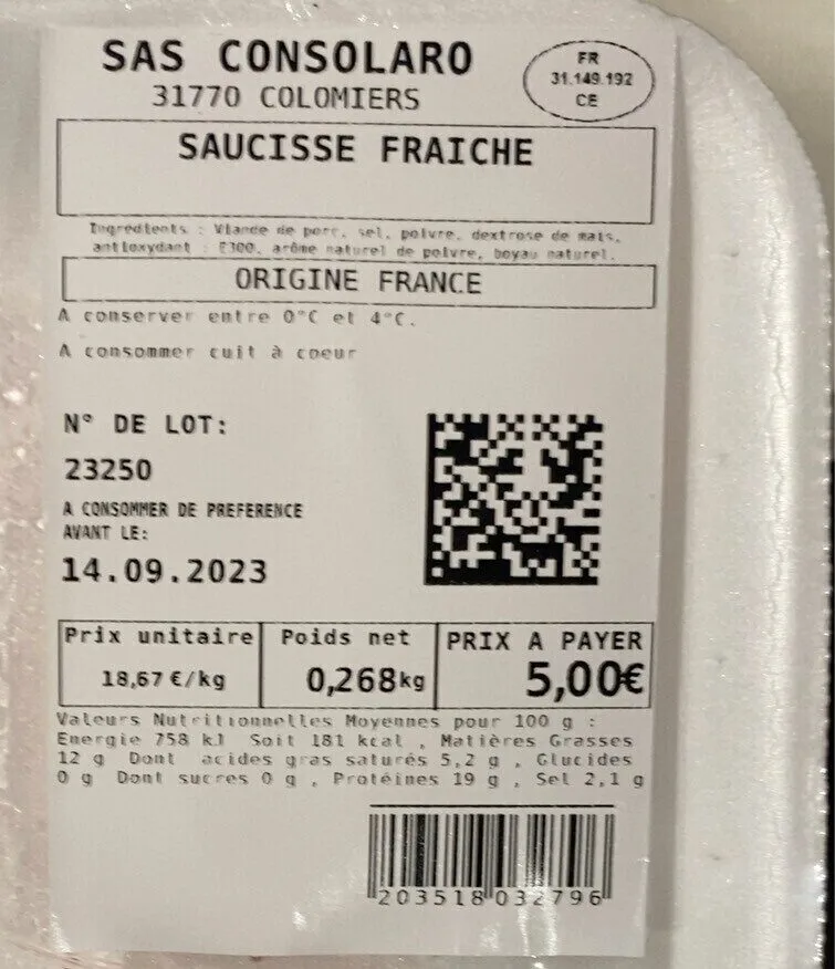 Saucisse fraîche