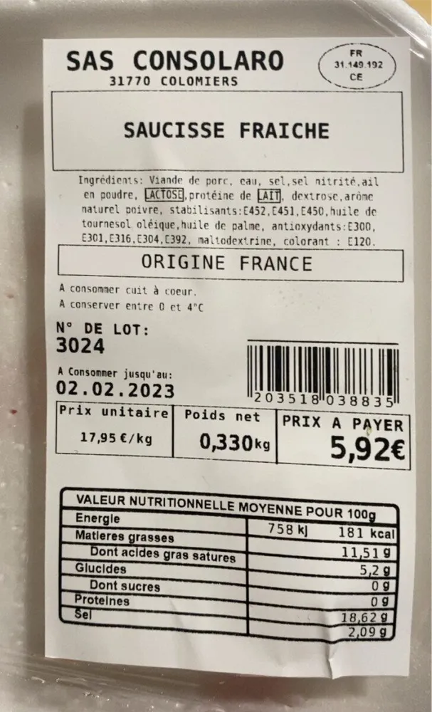 Saucisse fraiche