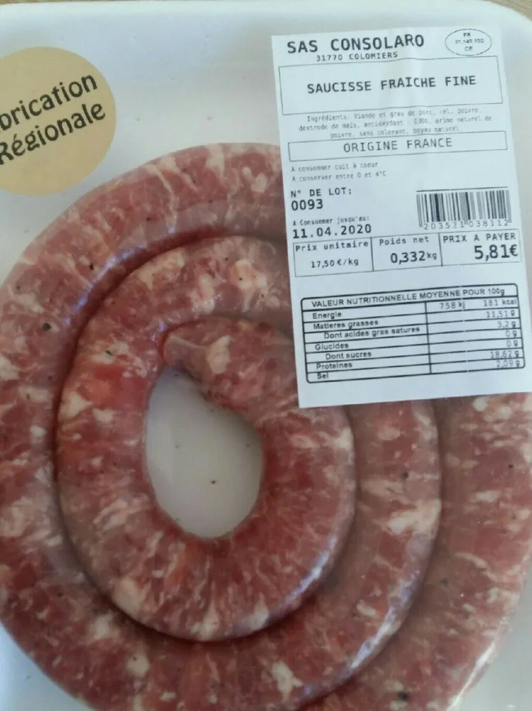 Saucisse fraîche fine