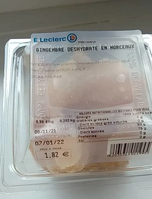 Gingembre déshydraté en morceaux