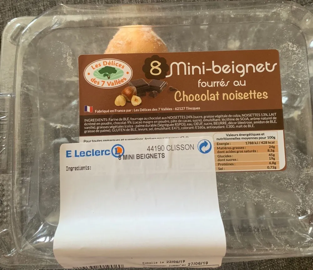 8 mini beignets fourrés au chocolat noisettes