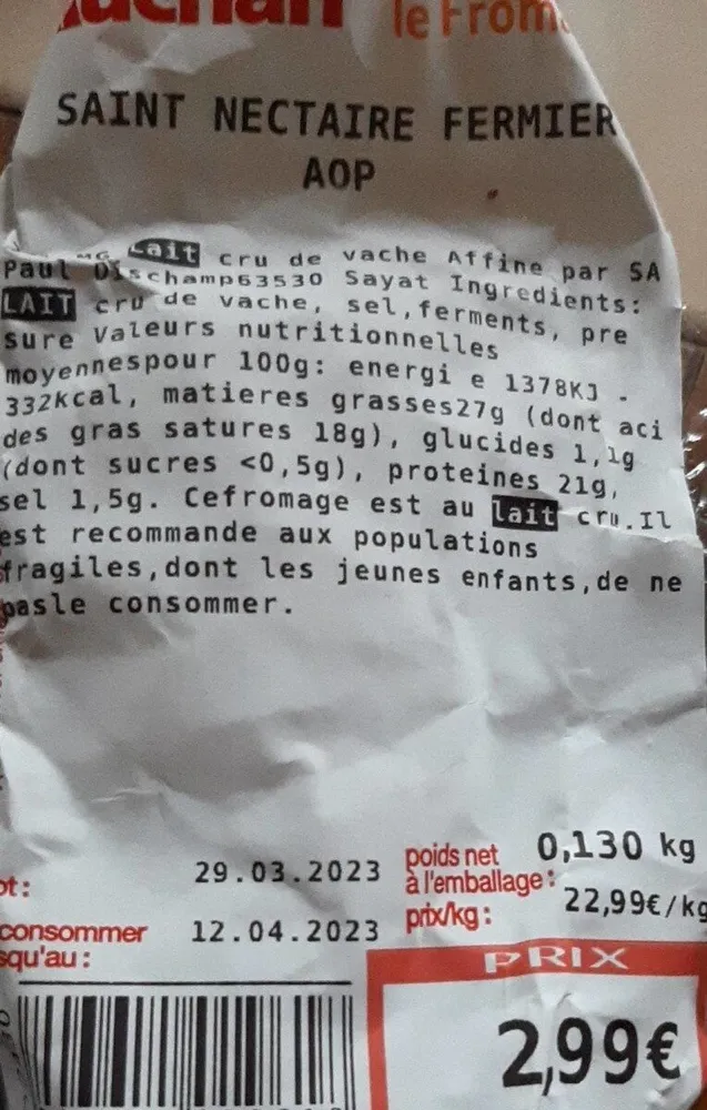 Saint nectaire fermier AOP