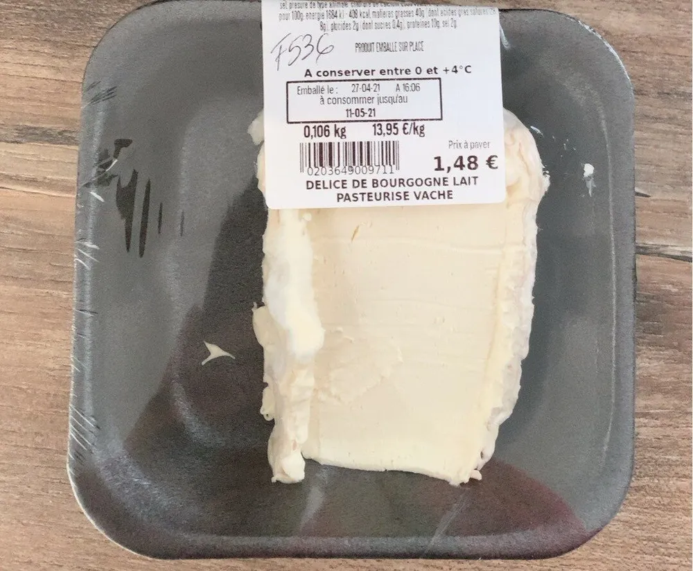 Fromage Délice de Bourgogne Lait Pasteurisé Vache