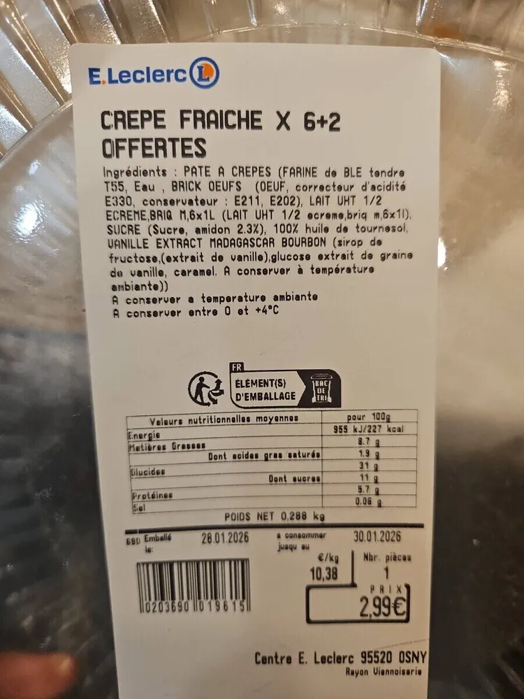 Crepe fraîche leclerc