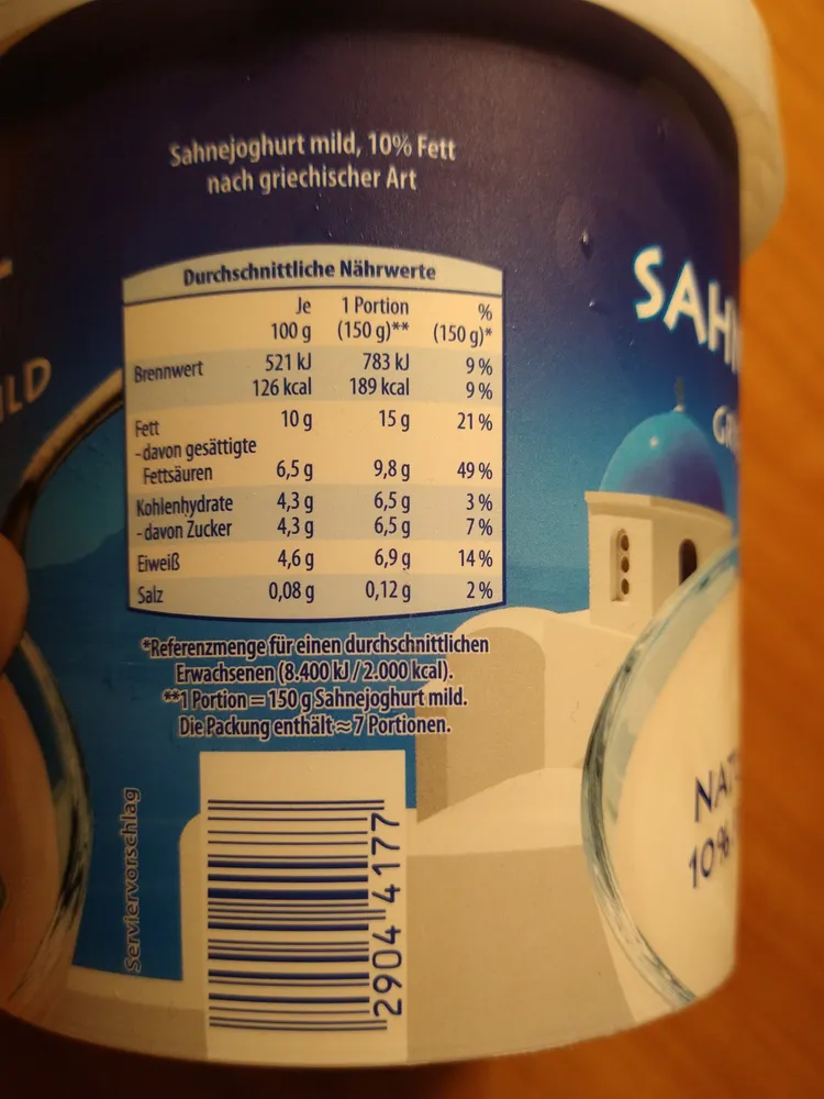 Sahnejoghurt nach griechischer Art mild