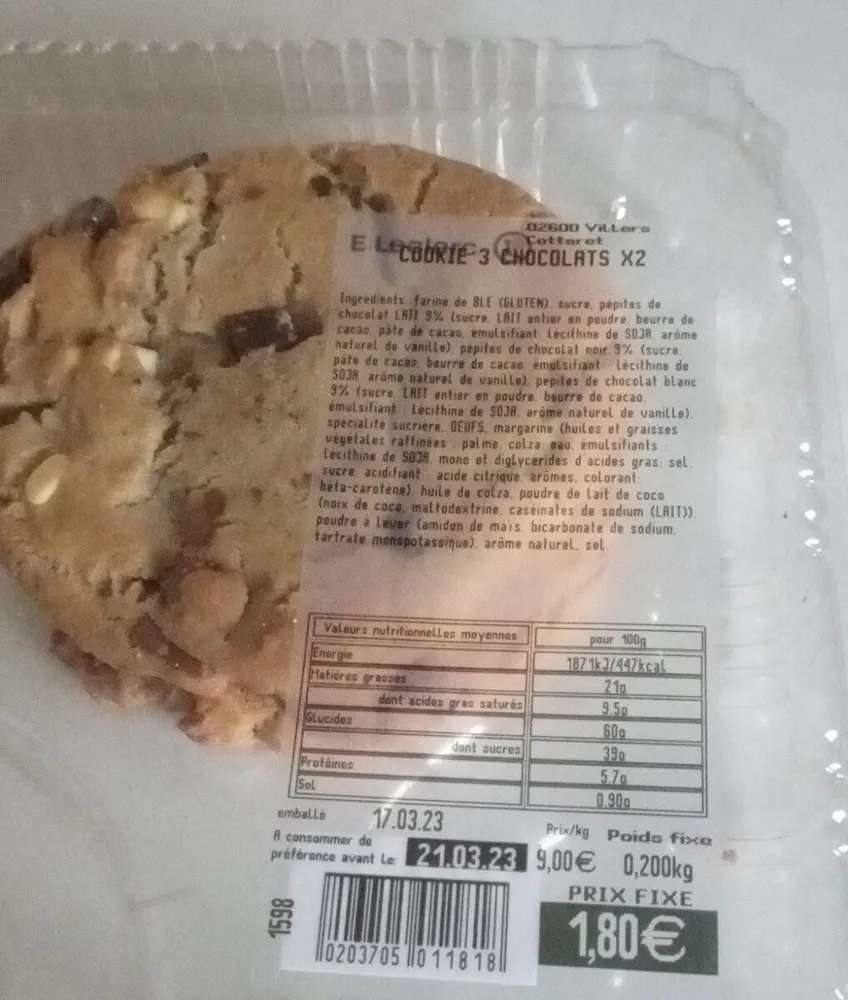Cookie 3 chocolats x2