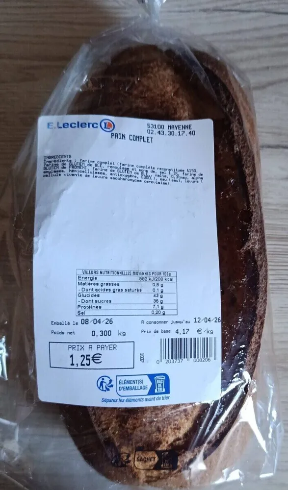 Pain complet Leclerc