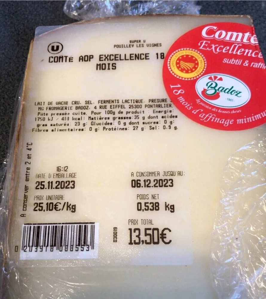 Comté AOP excellence 18 mois