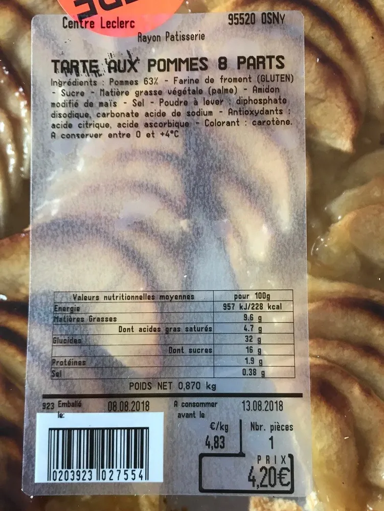 Tarte aux pommes 8 parts