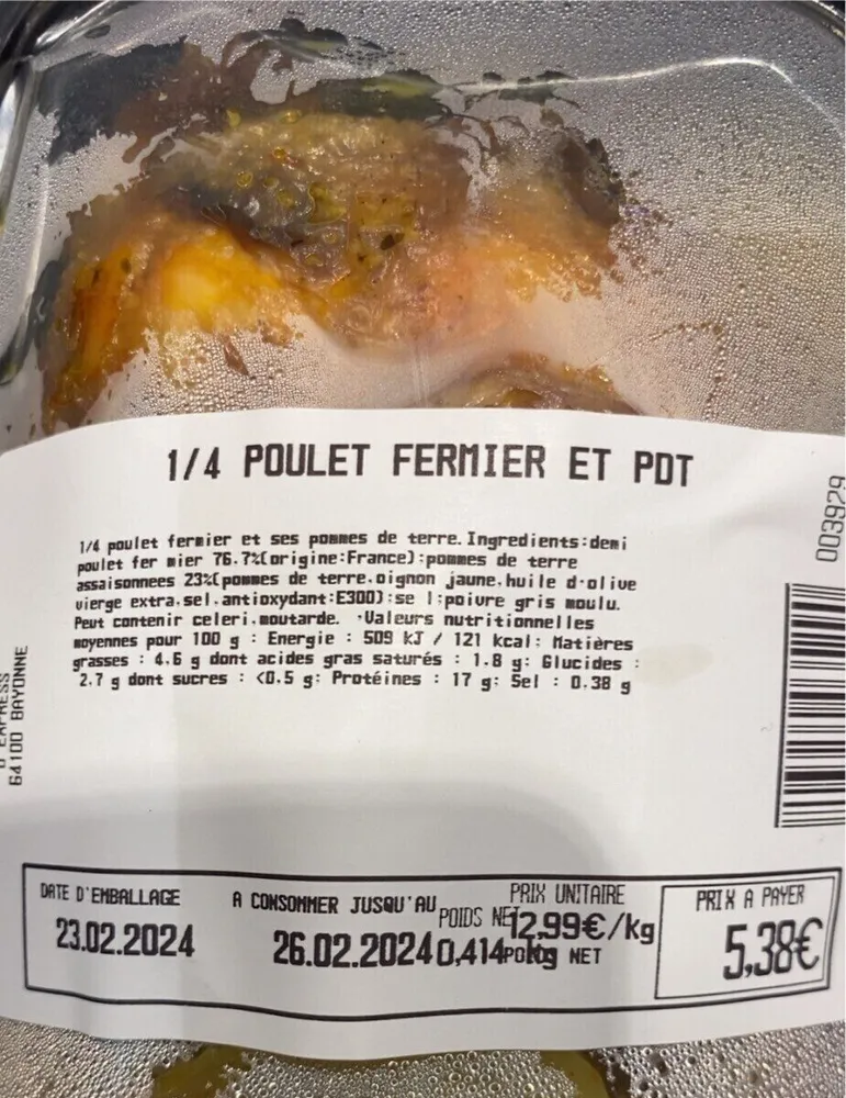 Poulet fermier roti 1/4