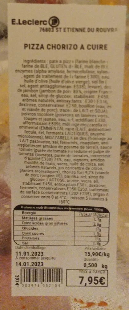 Pizza chorizo a cuire