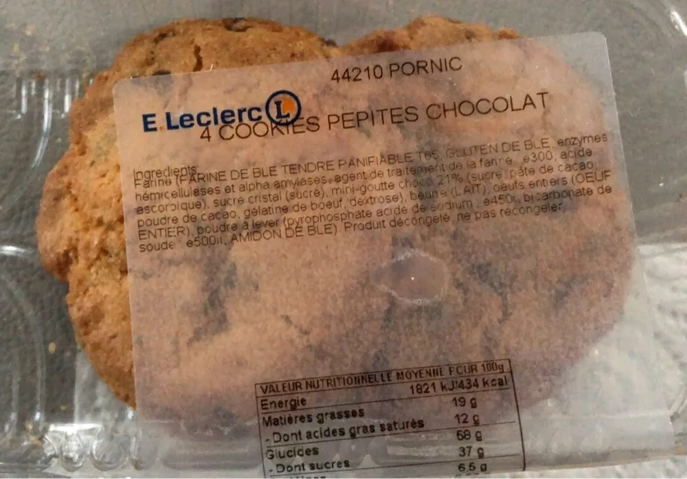 4 Cookies Pépites Chocolat