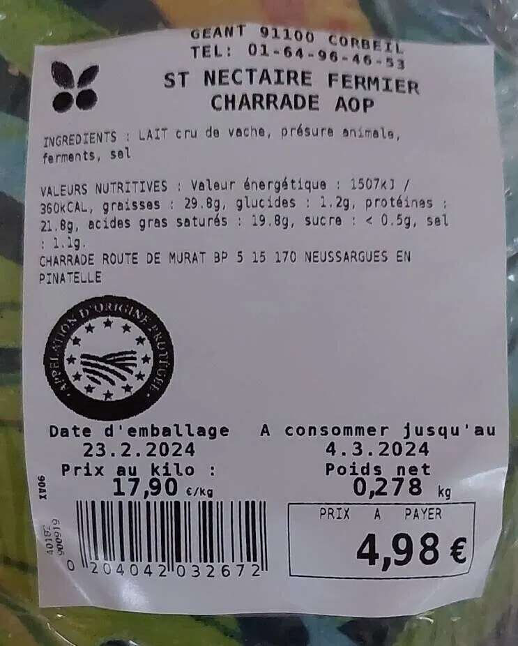 ST NECTAIRE FERMIER AOP