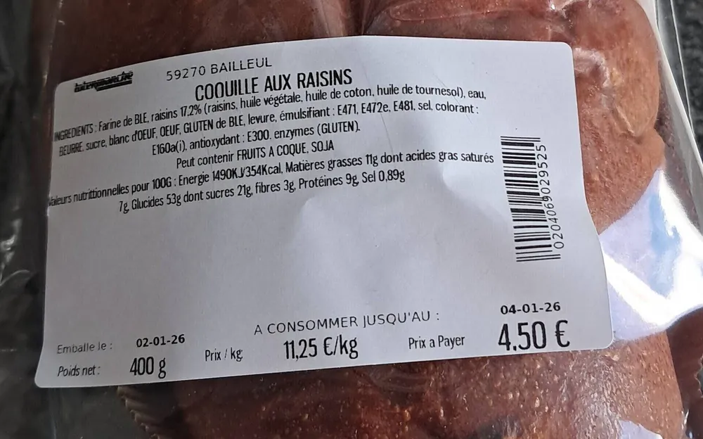 Coquille aux raisins
