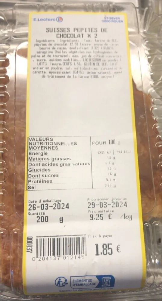 Suisses pepites de chocolat