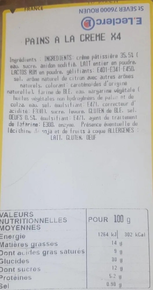 Pains à la crème