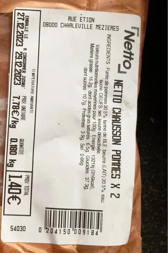 Netto chaussons aux pommes