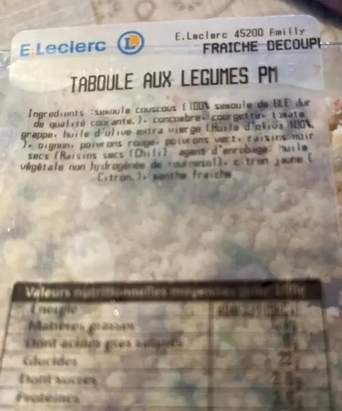 TABOULÉ AUX  LÉGUMES