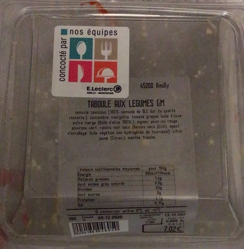 Taboulet legumes