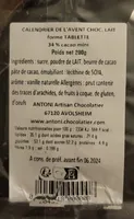 Calendrier de l'avent choc.lait forme tablette