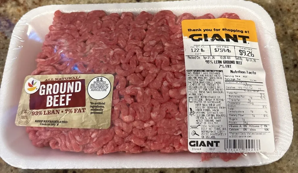 93% Lean Ground Beef 7% Fat