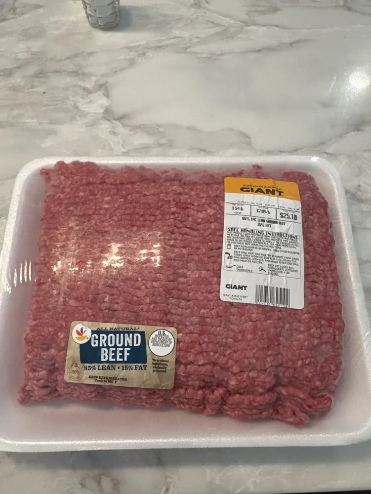 85% lean 15% fat ground beef