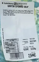 Gratin épinard œuf