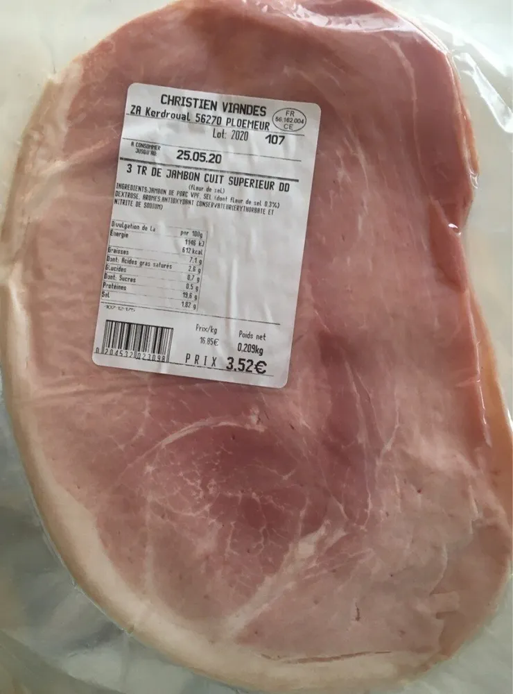 Jambon cuit supérieur DD