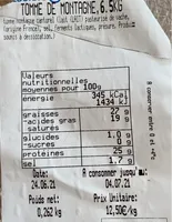 Tomme de montagne 6,5 kg
