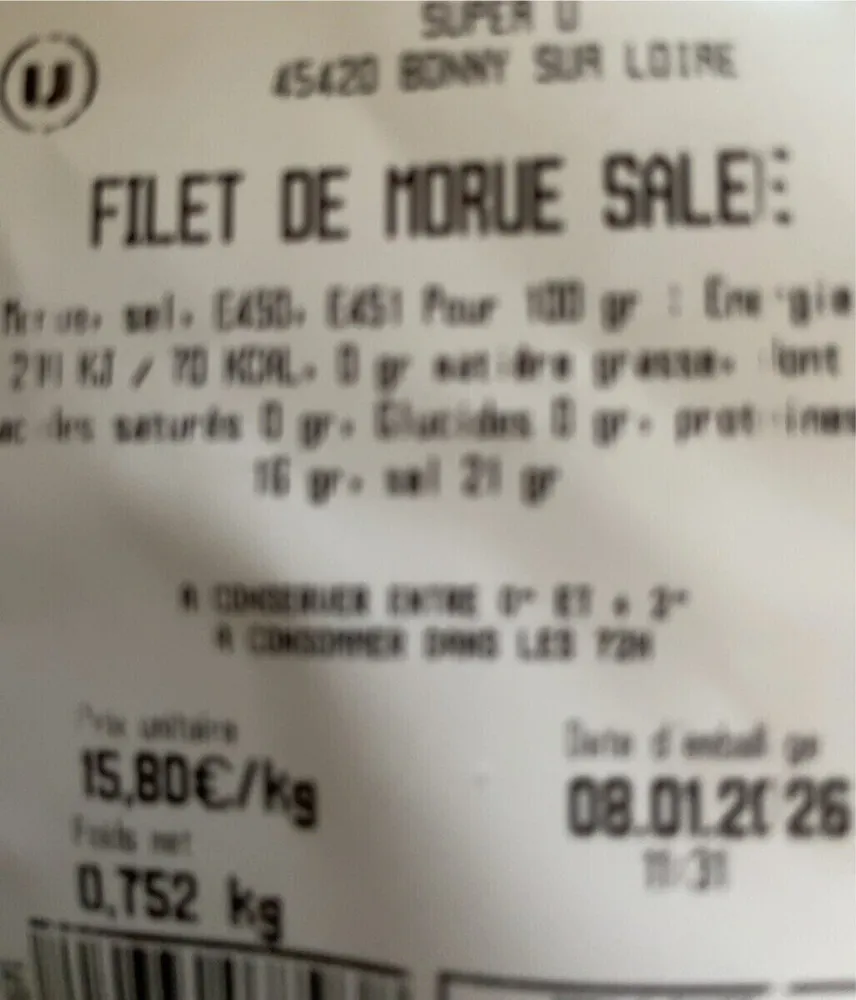Filet morue salee
