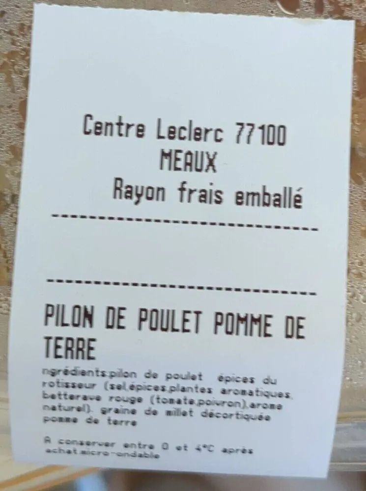 Pilon de poulet pommes de terre