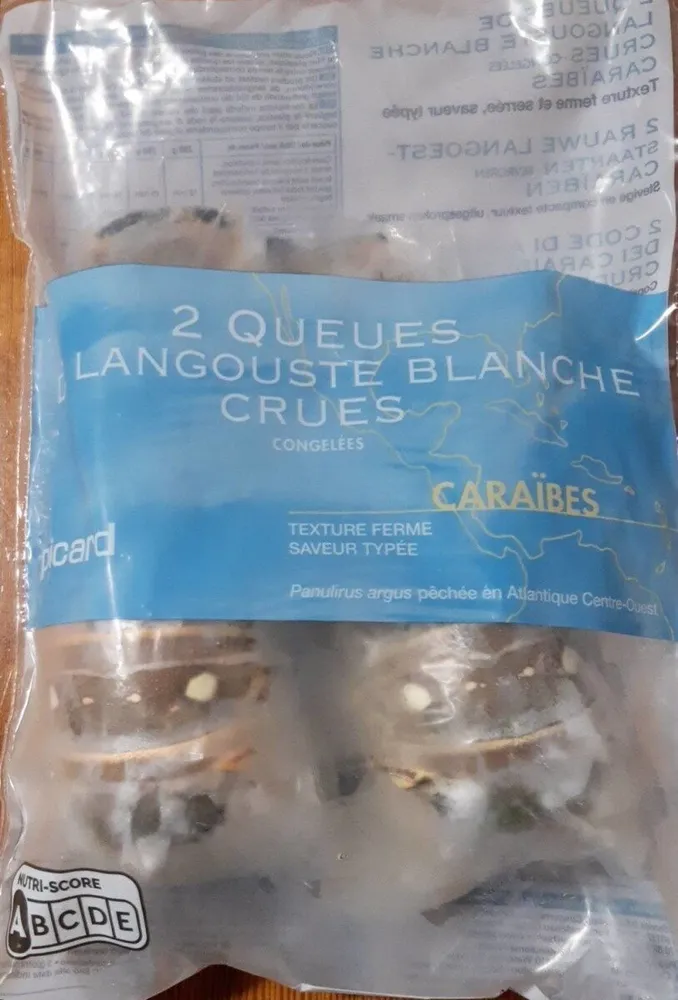 Queues de langouste blanche crues congelés