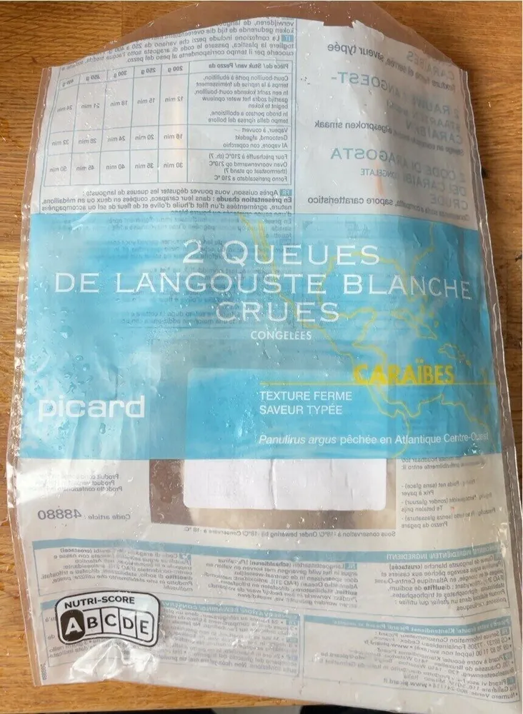2 queues de langouste blanche crues
