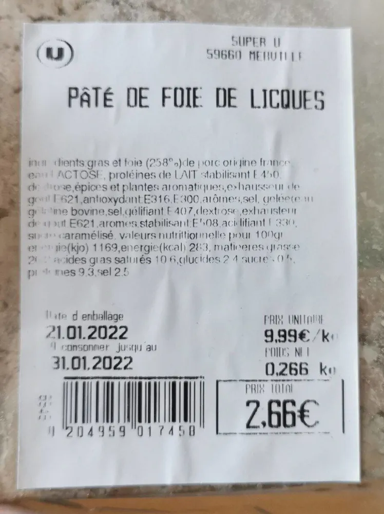 PÂTE DE FPIE DE LICQUES