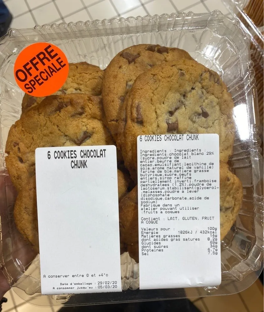 6 cookies chocolat chunk