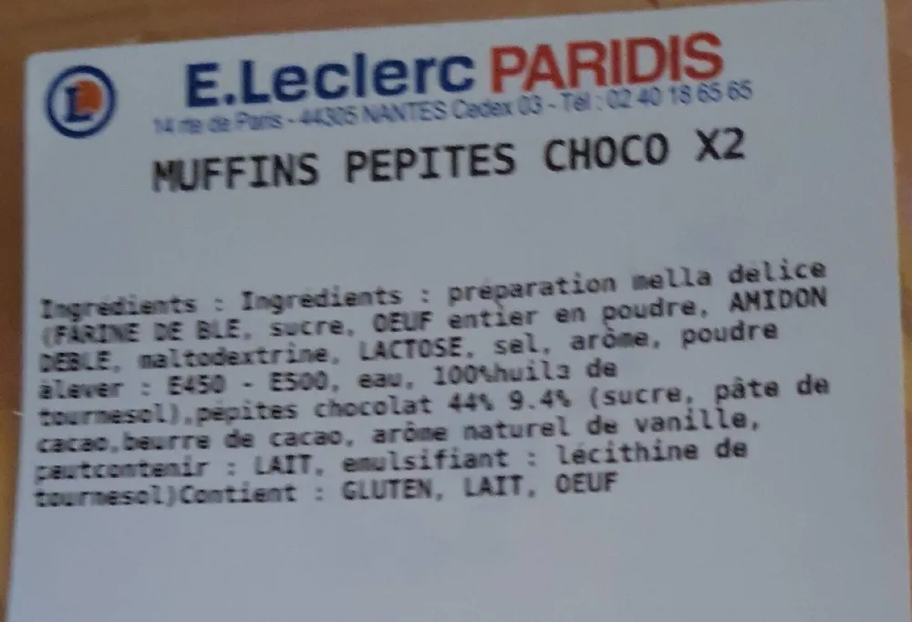 Muffins pépites de choco