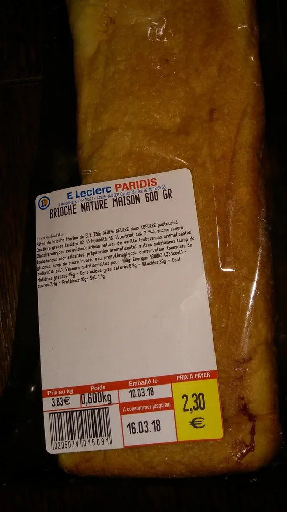 Brioche nature maison - E Leclerc paridis