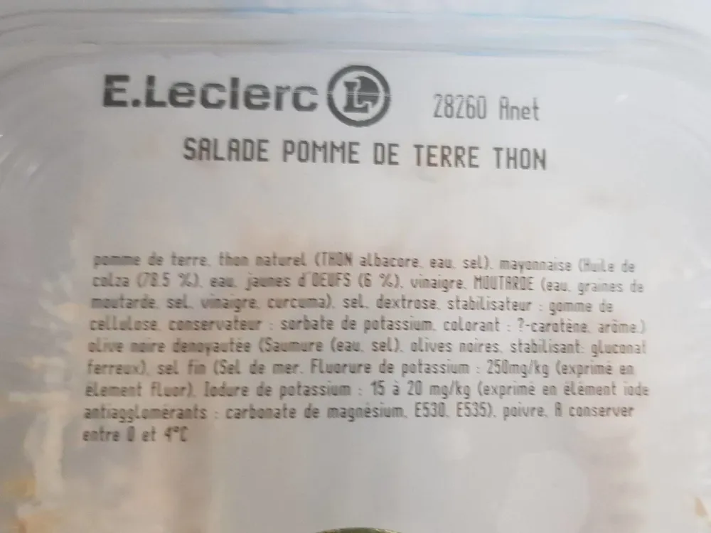 Salade pomme de terre thon