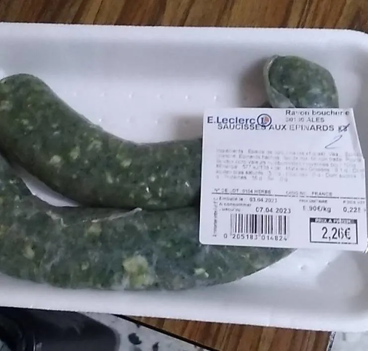 Saucisses aux épinards