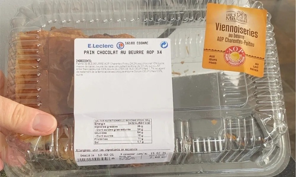Pain chocolat au beurre AOP