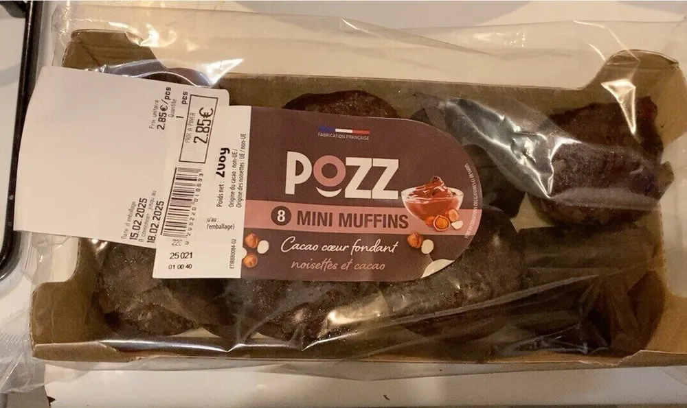 8 Mini Muffins Cacao cœur fondant noisettes et cacao