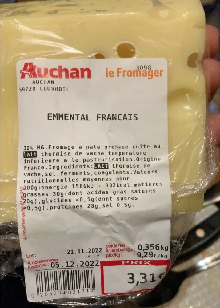 Emmental francais auchan le fromager