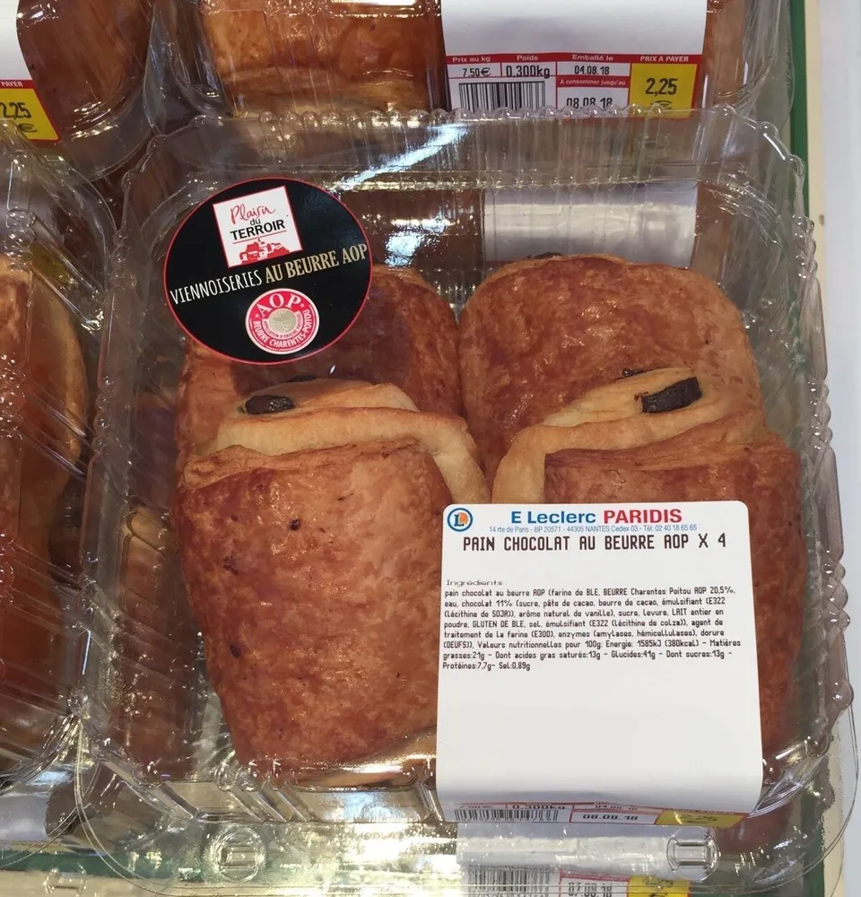 Pain chocolat au beurre aopx4