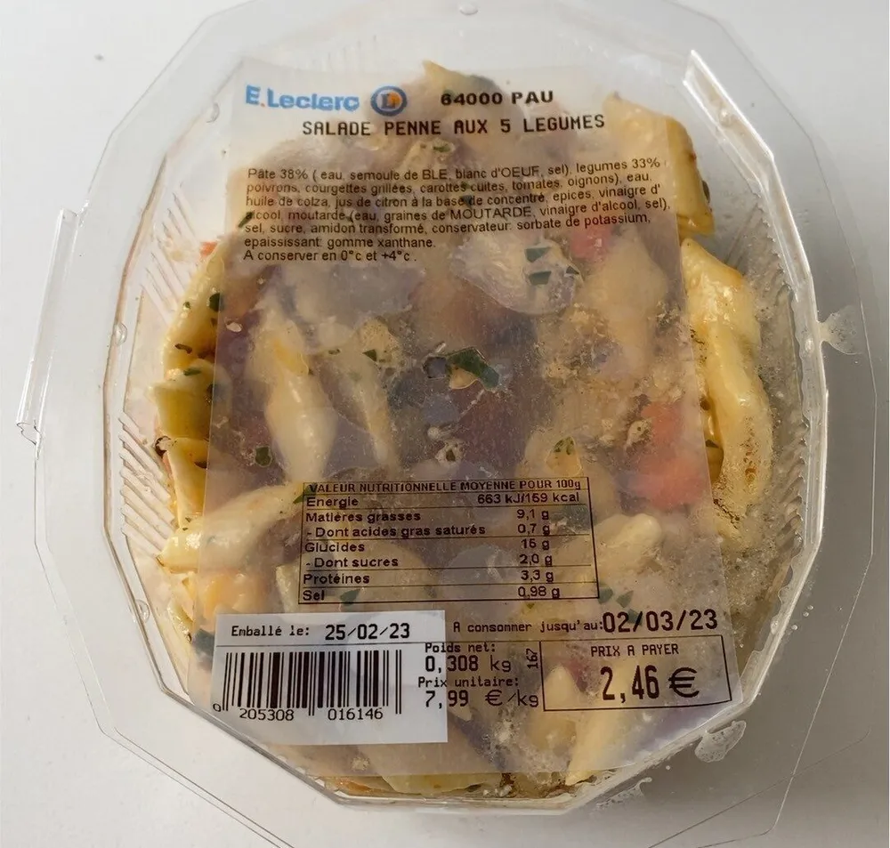 Salade penne aux 5 légumes