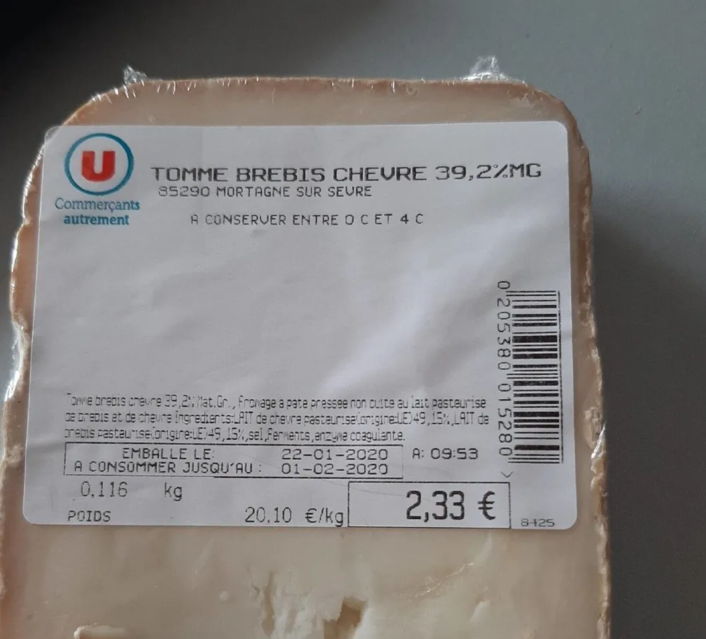 Tomme brebis chèvre