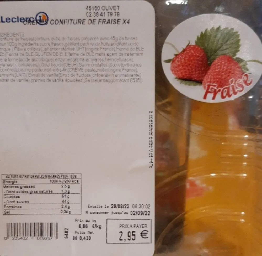 Crêpes confiture de fraise X4