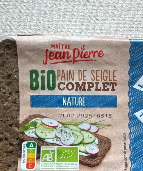 Pain de seigle bio complet, nature