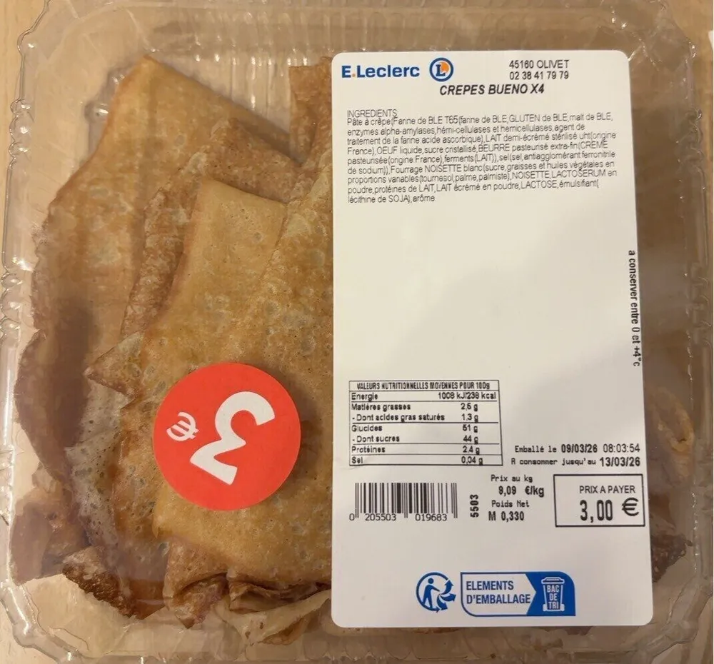 Crêpes bueno x4