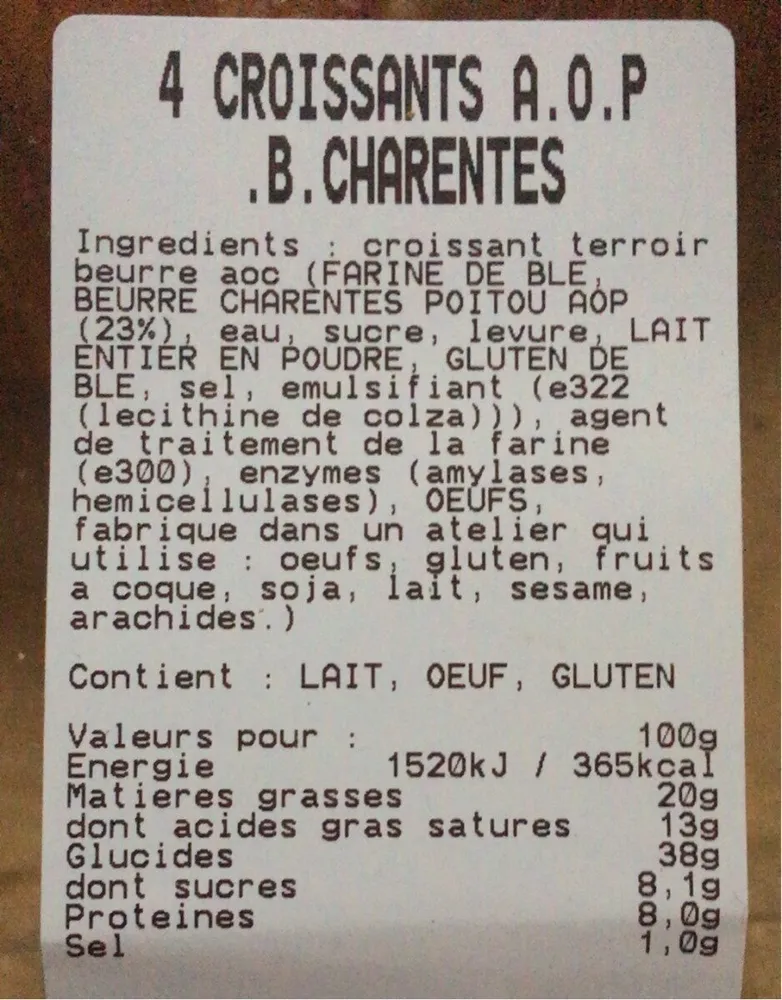 Croissants AOP charentes