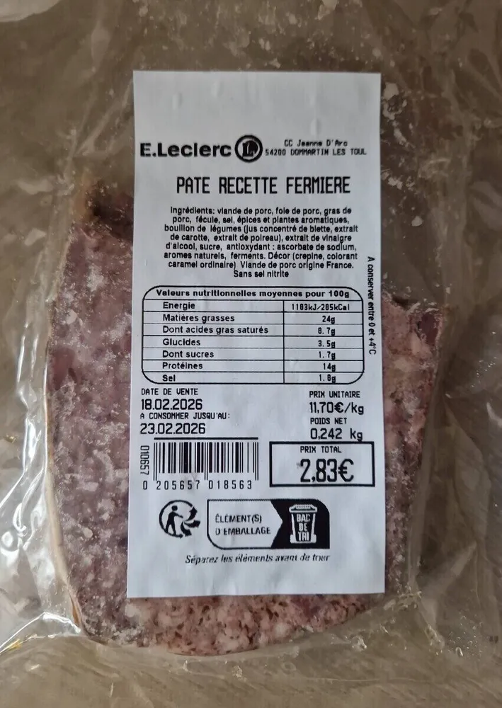 Pâté recette fermière